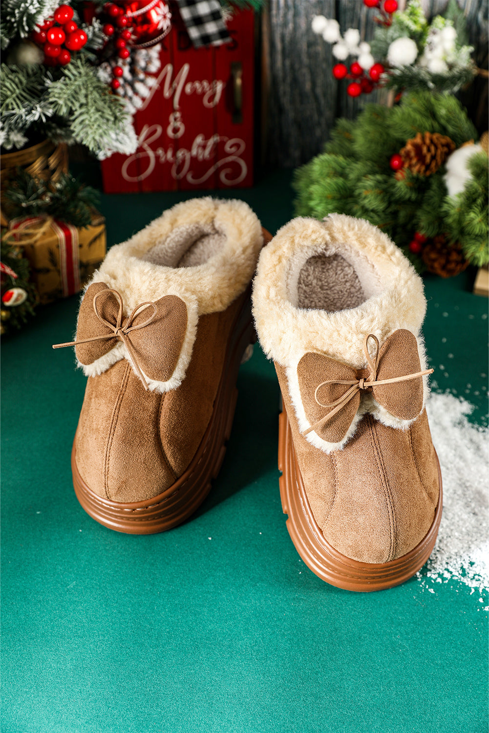 Brynlee Bow Decor Clog Slippers-Threaded Pear