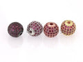 6mm/8mm/10mm/12mm Micro Pave Fuchsia CZ Stone Round Ball, Fuchsia Pave Gold/Silver/Rose Gold/Black Rhodium Bead Focal, 1/2pcs sku#G308FC