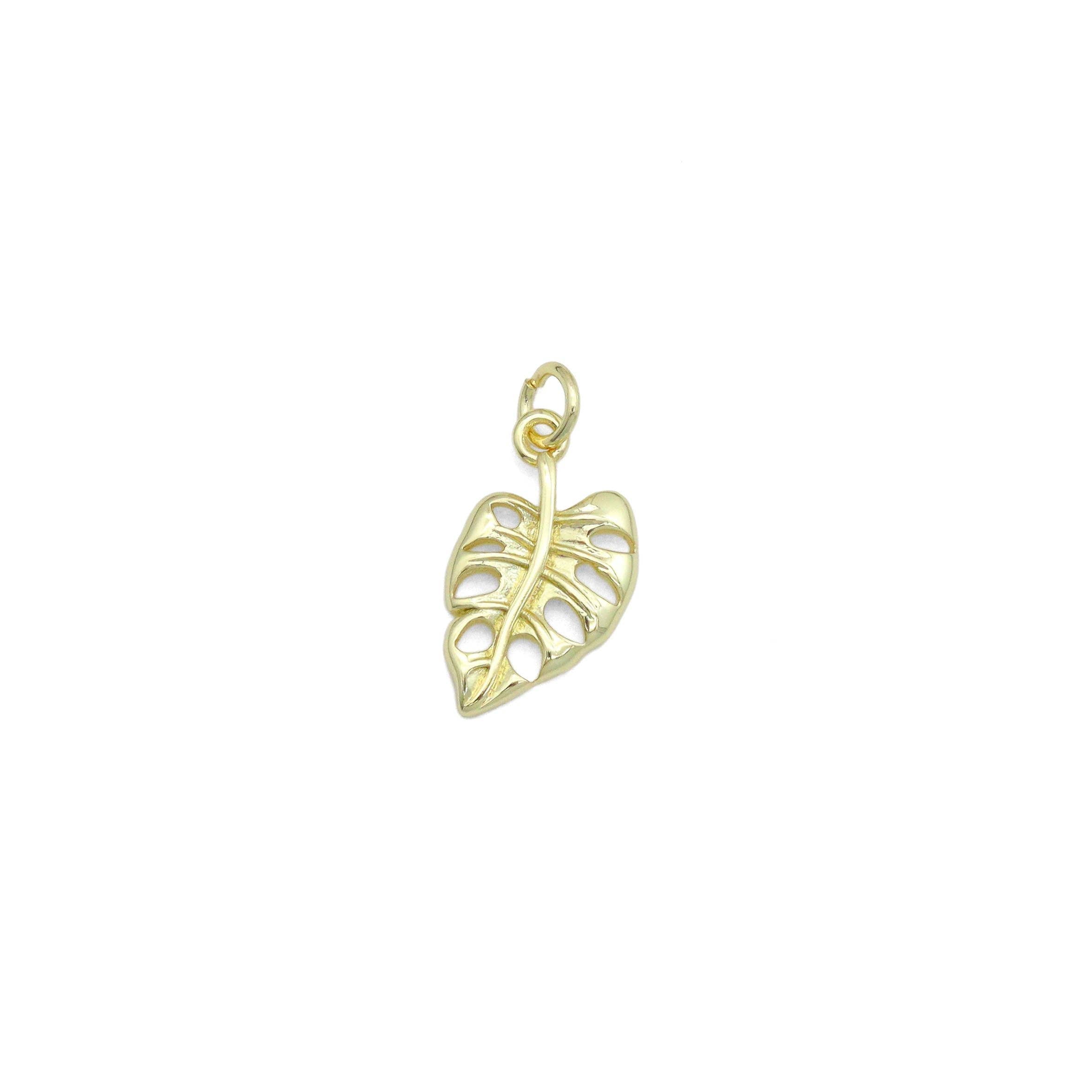 Gold Silver Leaf Charm Pendant, Sku#LX842