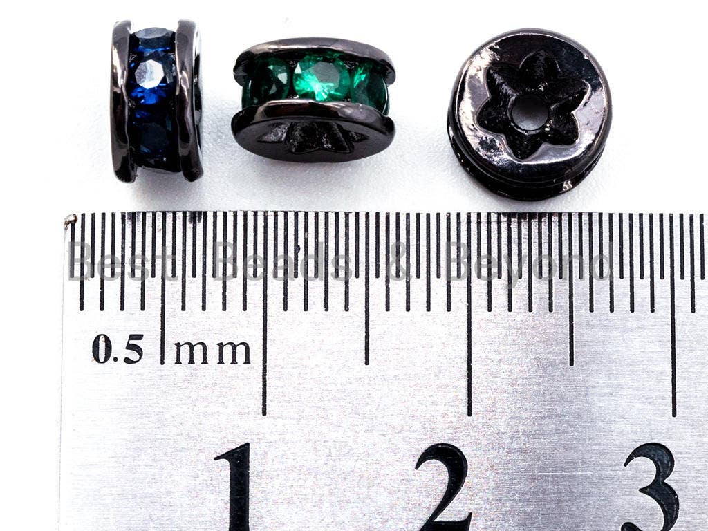 8mm CZ Micro Pave Tube Beads Hollowed Out Flower for Bracelet/Necklace, Cubic Zirconia Beads, Bracelet Spacer Beads, sku#G295