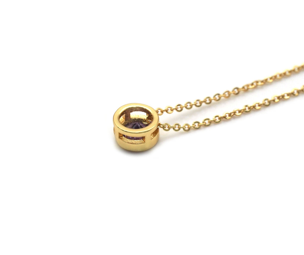 Bezel CZ Dainty Chain Necklace, sku#EF218