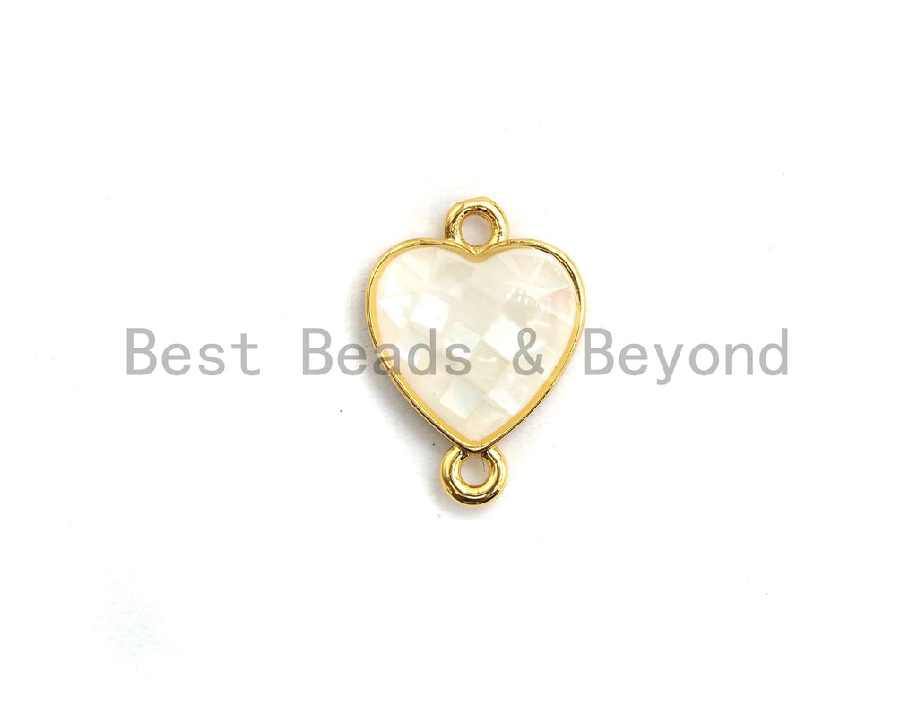 Natural White Heart Shape Connector with Gold/Silver Plated Edging, White Shell Beads, Natural Shell Findings, 10x14mm,SKU#Z277