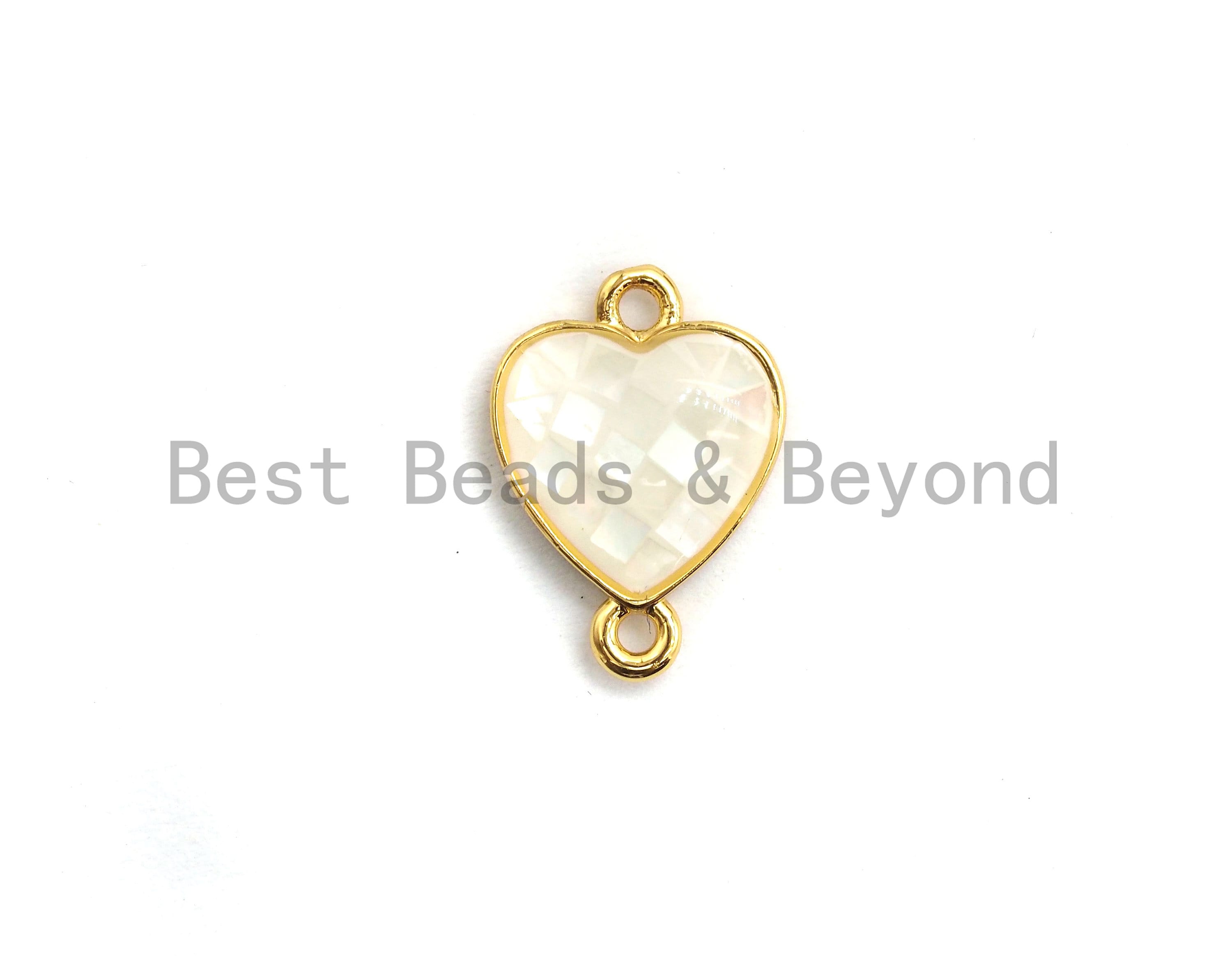 Natural White Heart Shape Connector with Gold/Silver Plated Edging, White Shell Beads, Natural Shell Findings, 10x14mm,SKU#Z277