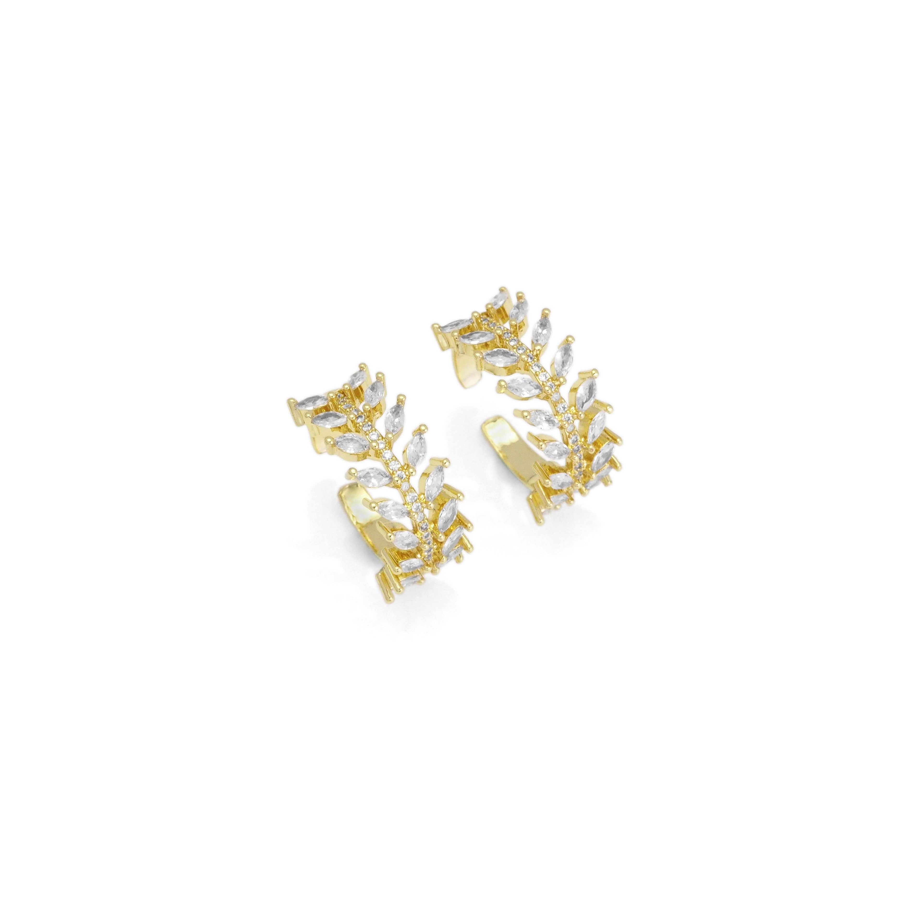 Gold Clear CZ Branch Adjustable Ring, Sku#LX276