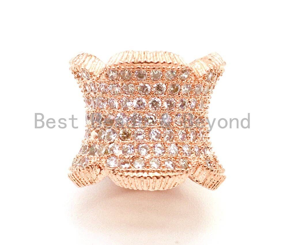 CZ Micro Pave Floral Cylinder Beads, Cubic Zirconia Spacer Beads, 4 sizes, sku#G112