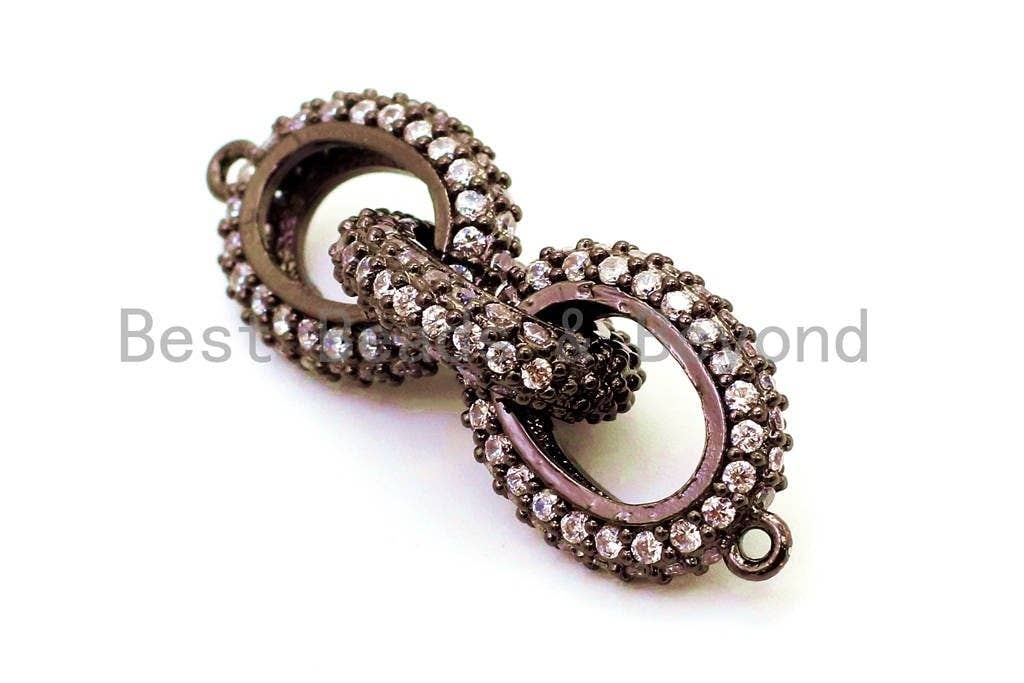 38x12mm CZ Micro Pave Chain Shaped Connector, Cubic Zirconia Oval Link Connector, sku#G98