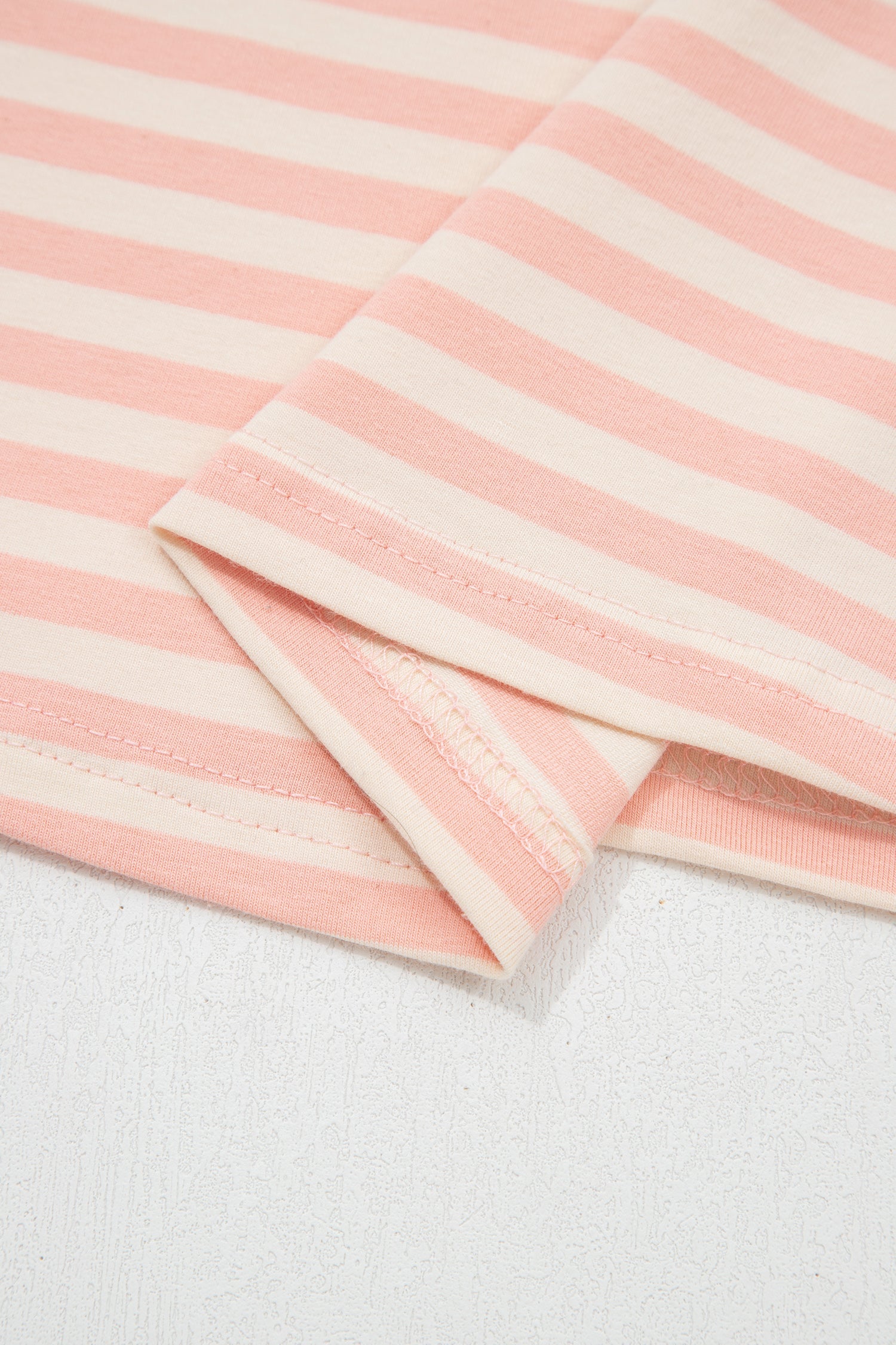 Adelina Stripe Contrast Loose Tee Set-Threaded Pear