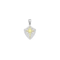 Dual Color CZ Gold North Star On Shield Charm Pendant, Sku#LX749