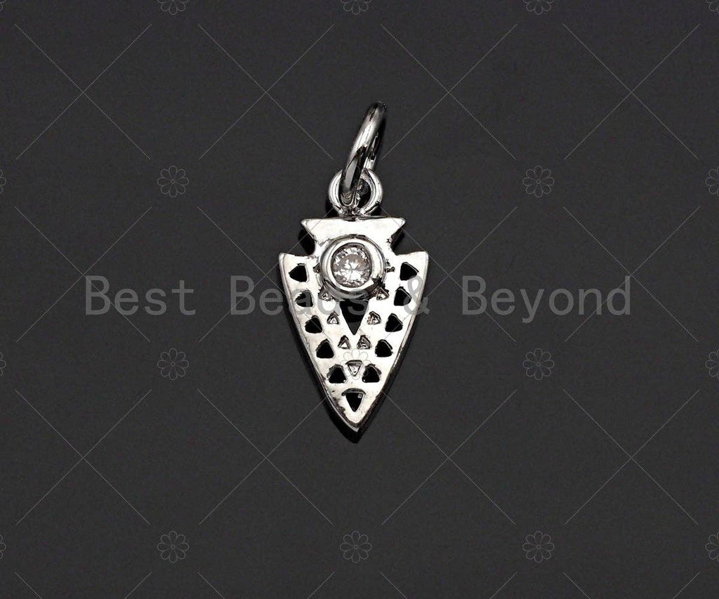 Dainty CZ Micro Pave Triangle Pendant/Charm, Gold/SilverTriangle Shape Charm, 7x13mm,sku#Z1230-Bestbeads & Beyond