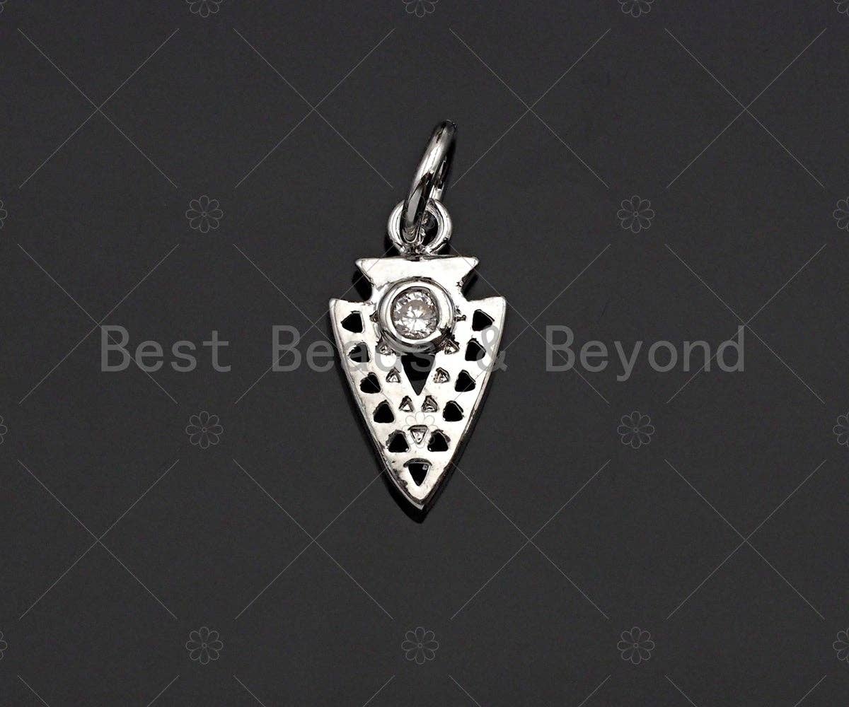 Dainty CZ Micro Pave Triangle Pendant/Charm, Gold/SilverTriangle Shape Charm, 7x13mm,sku#Z1230-Bestbeads & Beyond