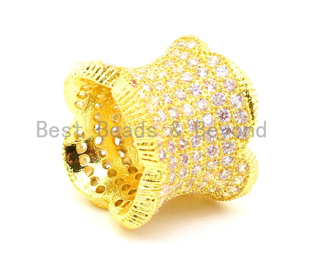 CZ Micro Pave Floral Cylinder Beads, Cubic Zirconia Spacer Beads, 4 sizes, sku#G112