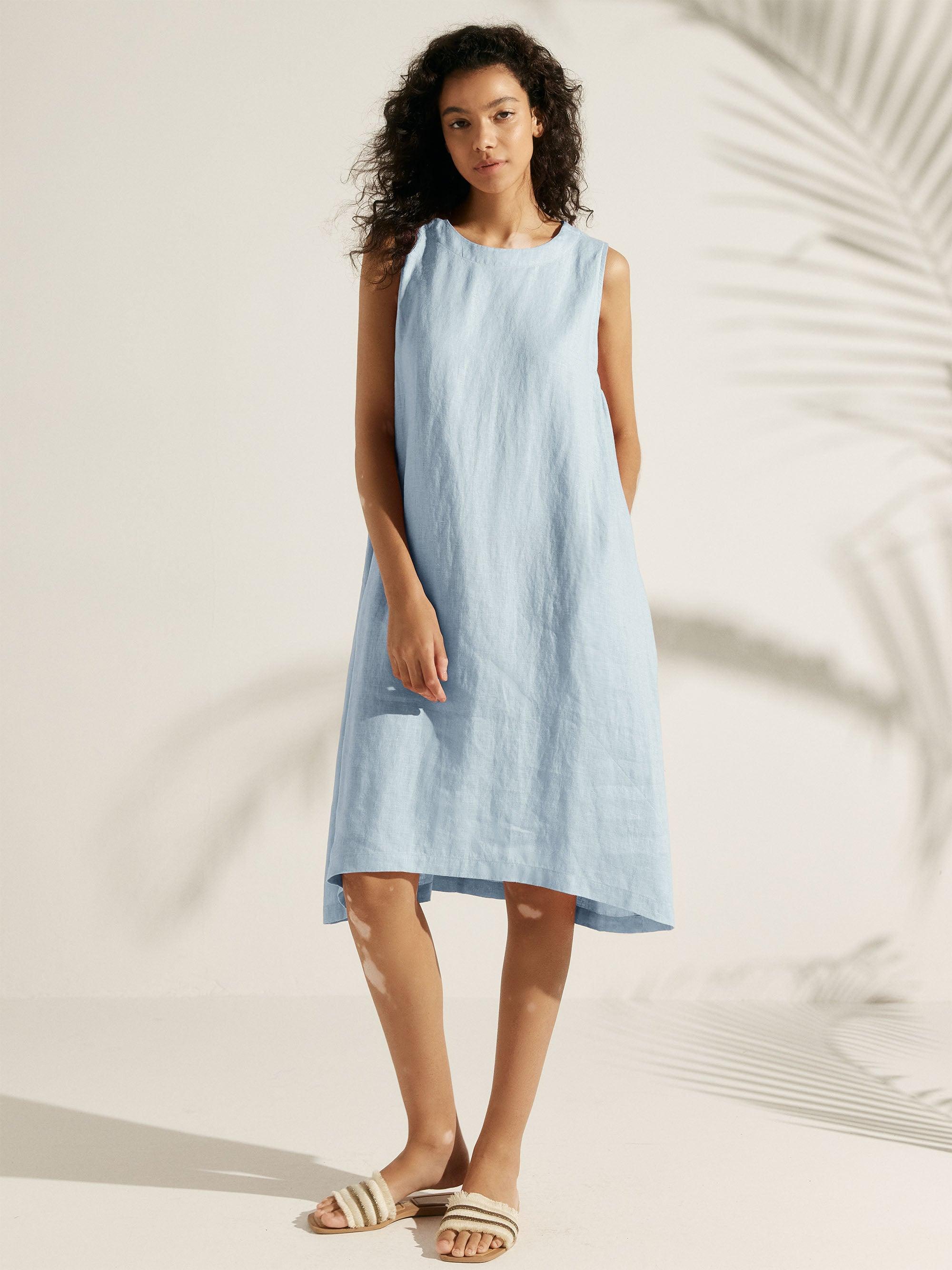 100% Linen Sleeveless Dress SIENNA