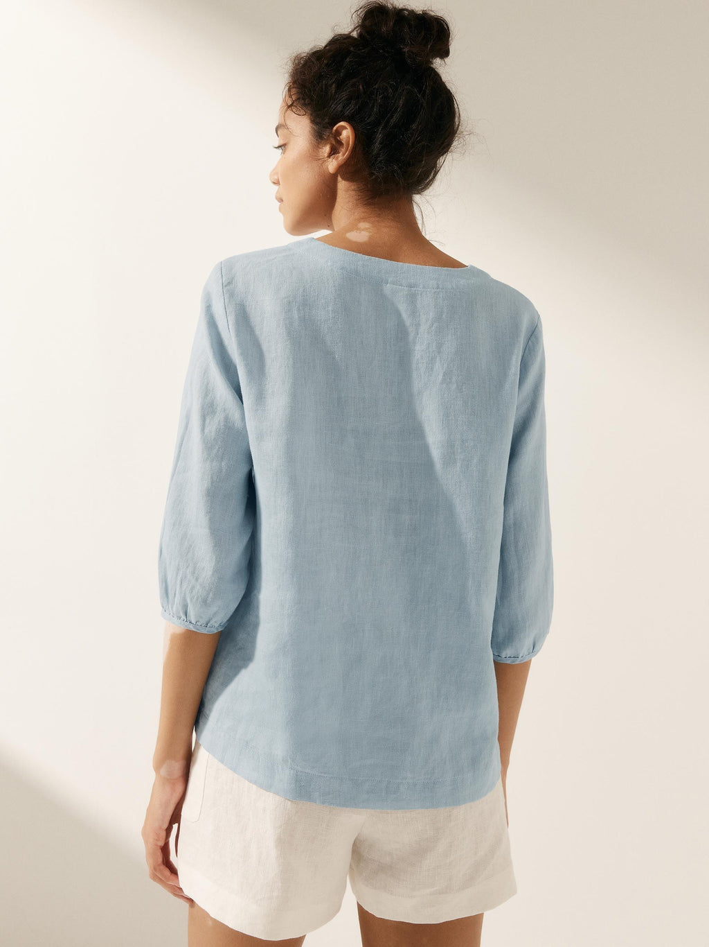 100% Linen Puff Sleeves Top LEAH-LINTICO
