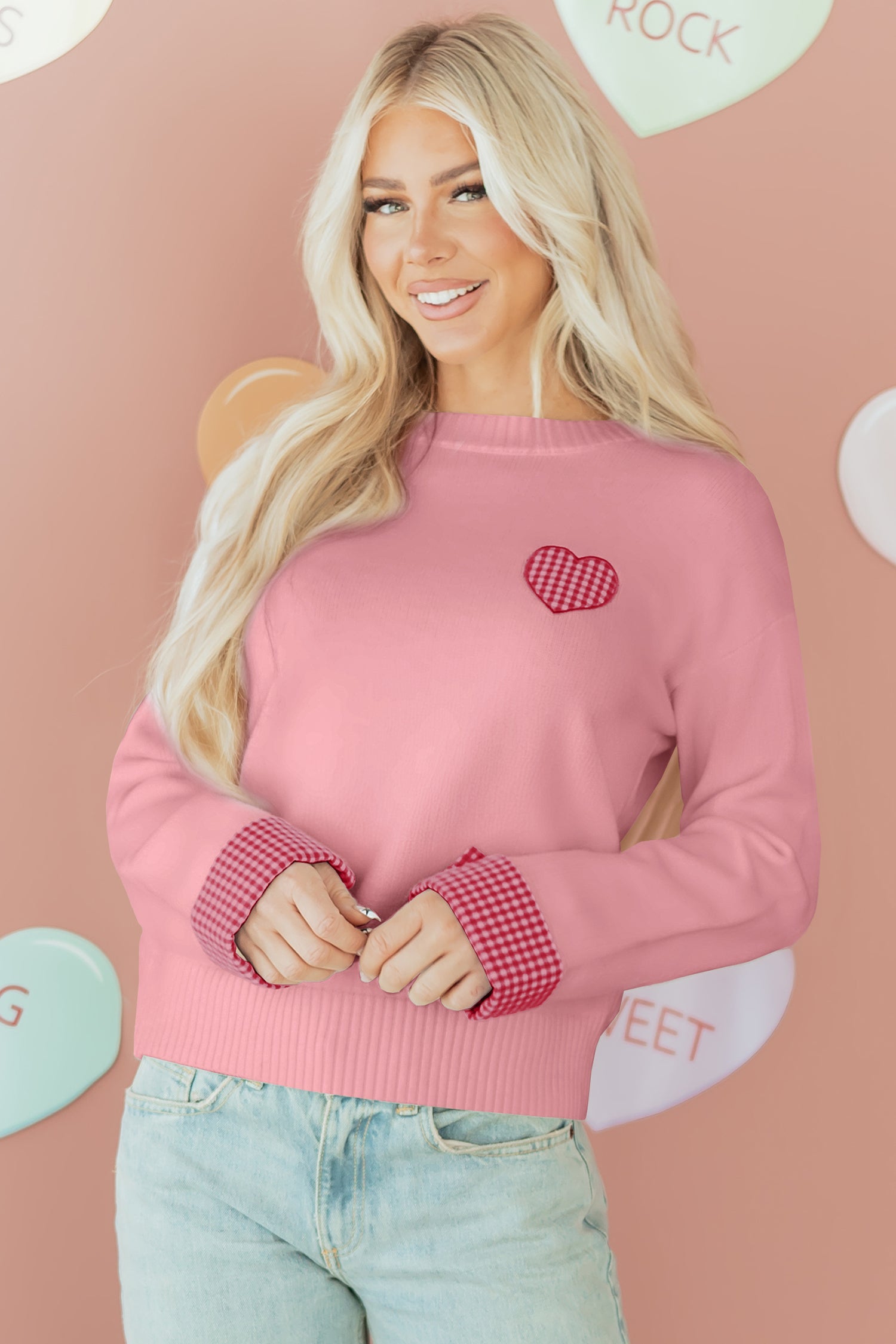 Goldie Cuffed Drop Shoulder Sweater-Threaded Pear