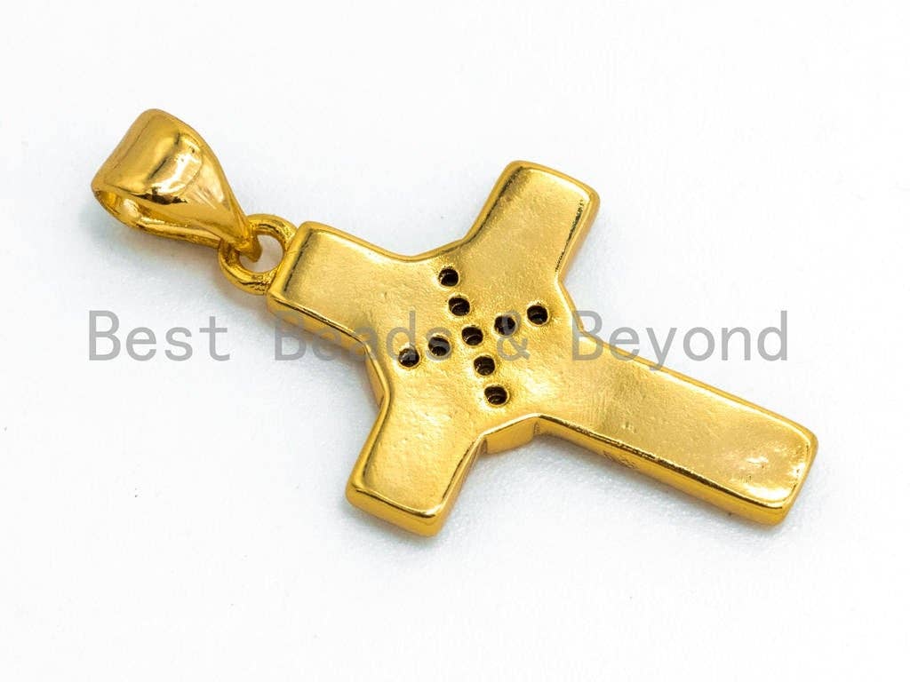 Mop CZ Micro Pave Cross Pendant, Cubic Zirconia Mother of Pearl Charm/Pendant, Jewelry Findings,14x22mm, sku#Z43