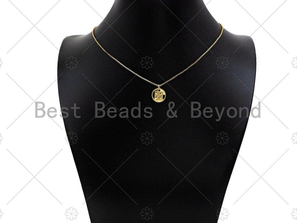 18k Dainty Gold Flower On Round Coin Charms, Embossed Flower Charms Pendant, Round Necklace Charms, 13mm, Sku#Y378