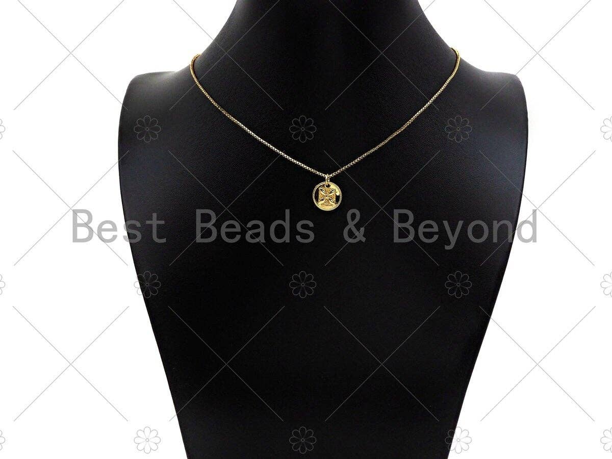 18k Dainty Gold Flower On Round Coin Charms, Embossed Flower Charms Pendant, Round Necklace Charms, 13mm, Sku#Y378