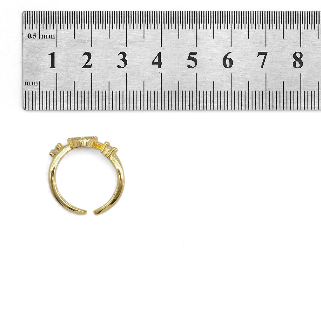 Gold Circle CZ Adjustable Ring, Sku#LX292