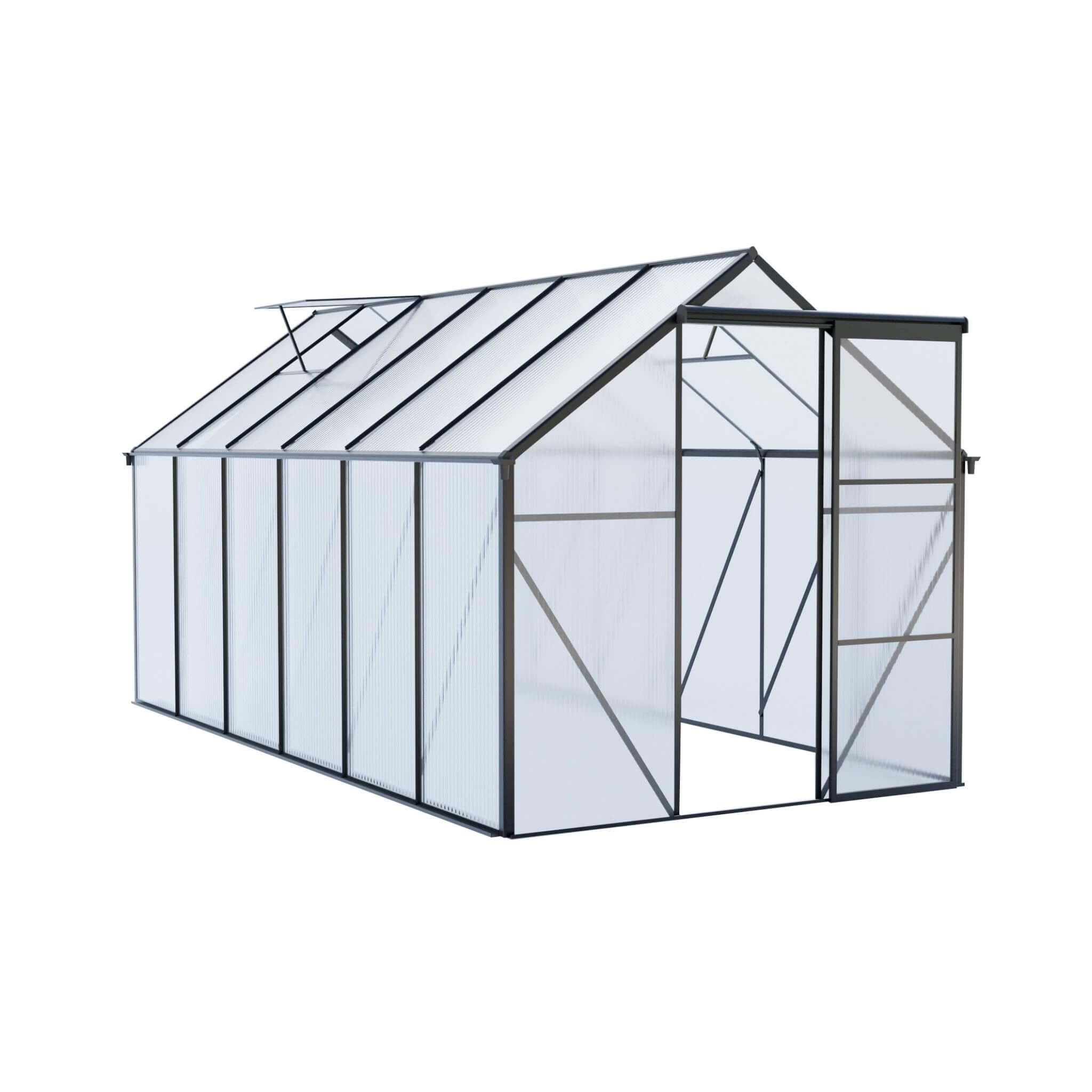 [06X12FT] Alora Heavy-Duty Black Polycarbonate Greenhouse With Raised Base And Anchor (SAK92451)
