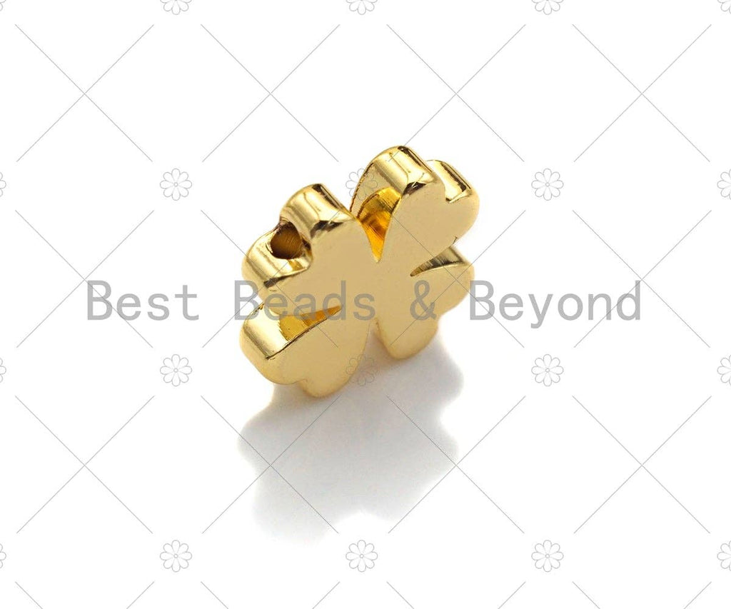 5pc Four Leaf Clover Spacer Beads, Gold/Silver/Rose Gold/Black Quatrefoil Clover Beads, 3x10mm, sku#Y307