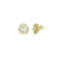 Big Diamond CZ Rose Flower Stud Earrings, Sku#LX772