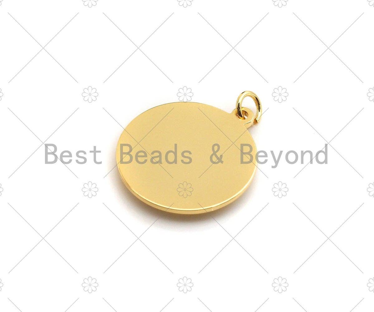 18k Shiny Gold Finish Round LOVE Coin Charms, Embossment LOVE Charms, Round Coin Pendant, Gold Charm, DIY Necklace Charms, 20mm, Sku#Y275