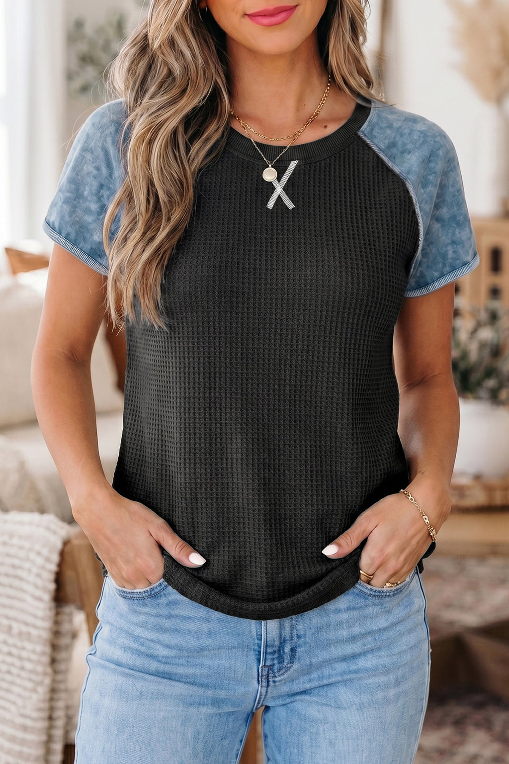 Brynleigh Patchwork Short Sleeve Top
