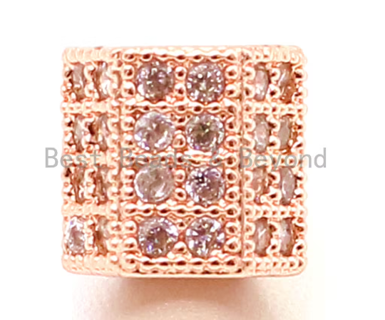 CZ Big Hole Six Sided/Hexangular Tube Clear Micro Pave Beads, Cubic Zirconia Spacer Beads, 6x6mm, Sku#G153