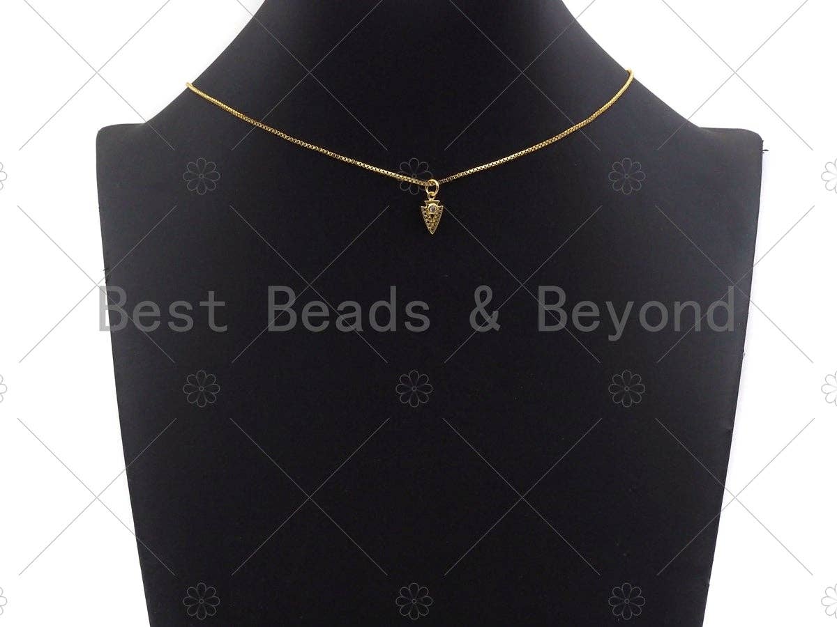 Dainty CZ Micro Pave Triangle Pendant/Charm, Gold/SilverTriangle Shape Charm, 7x13mm,sku#Z1230-Bestbeads & Beyond