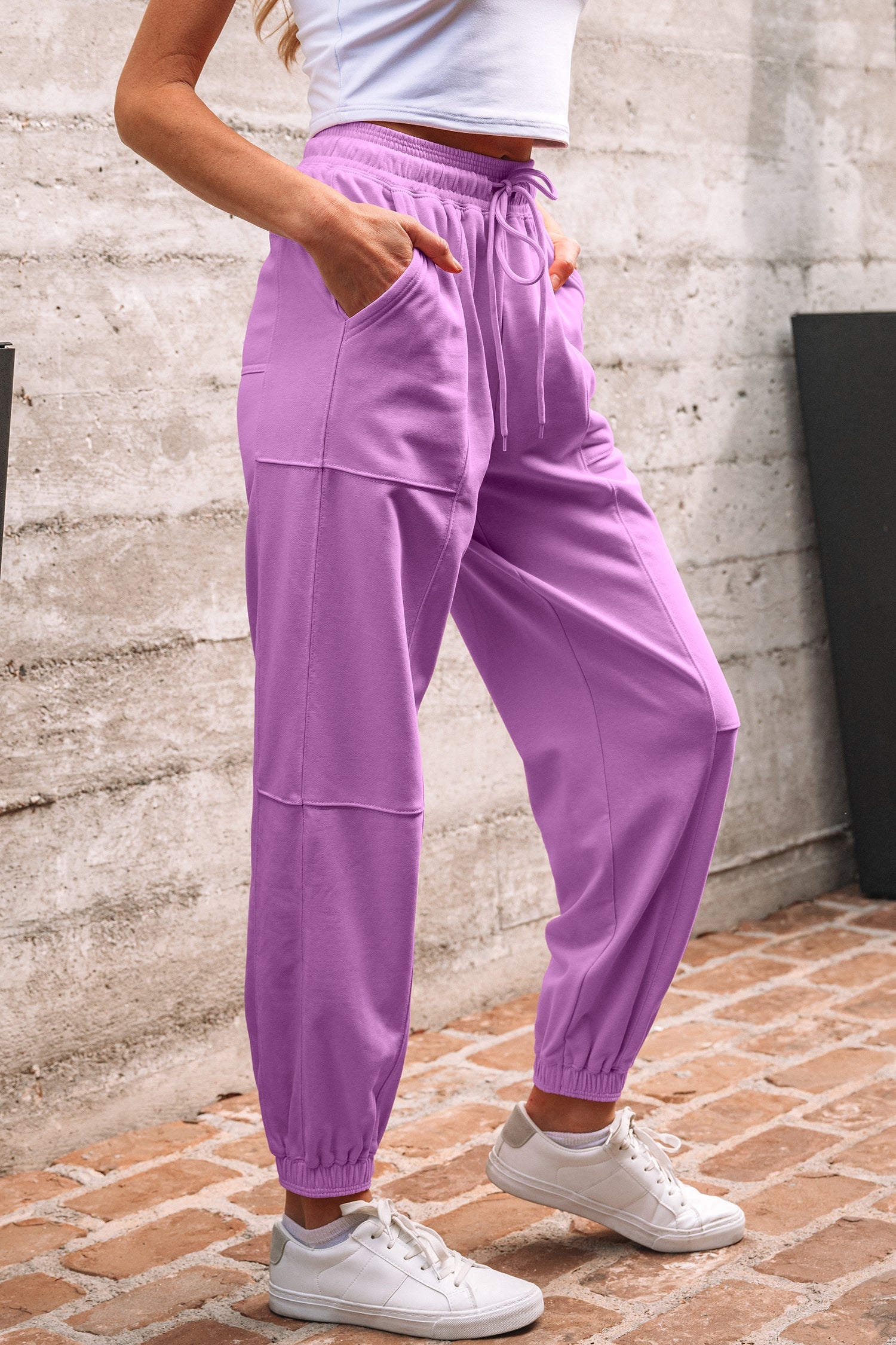 Antonella Solid Color Jogger Pants-Threaded Pear