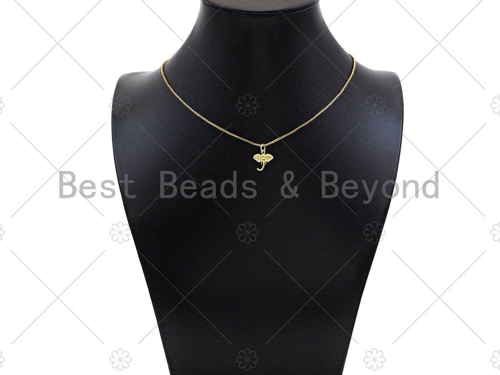 18K Dainty Gold Elephant Head Shape Pendant/Charm,Cute Elephant Charm, Necklace Bracelet Charm Pendant,13x12mm, Sku#Y402