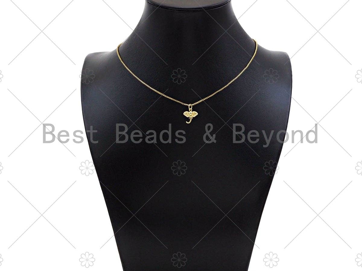 18K Dainty Gold Elephant Head Shape Pendant/Charm,Cute Elephant Charm, Necklace Bracelet Charm Pendant,13x12mm, Sku#Y402