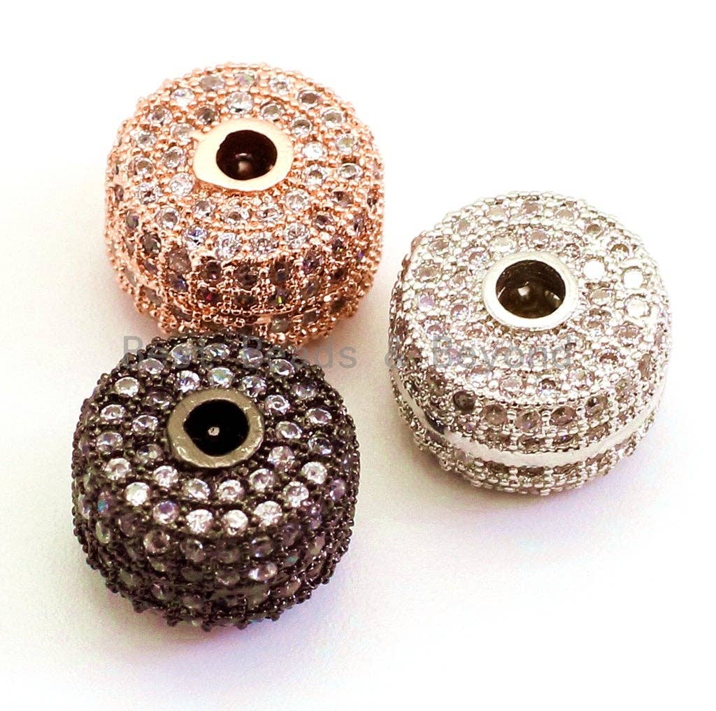 CZ Micro Pave Cylinder Spacer Beads with Clear Crystal for Bracelet/Necklace, Cubic Zirconia Beads, Bracelet Charms, 10x7mm, sku#G45