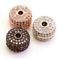 CZ Micro Pave Cylinder Spacer Beads with Clear Crystal for Bracelet/Necklace, Cubic Zirconia Beads, Bracelet Charms, 10x7mm, sku#G45