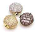 CZ Micro Pave Large Flat Oval Spacer Beads, Clear CZ Beads for Bracelet/Necklace, Cubic Zirconia Beads, 24mm SKU#G14