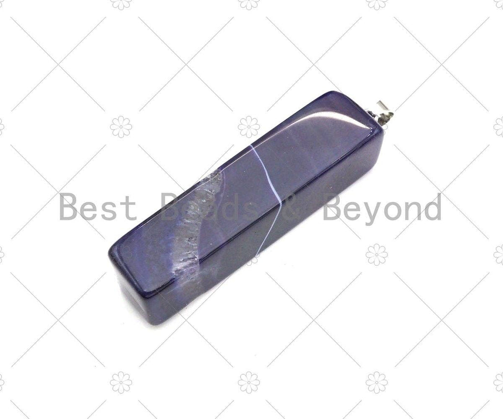 High Quality Natural Druzy Agate Cubic Column Shape Pendant, Necklace Agate Pendant,15x60mm,Sku#YK24