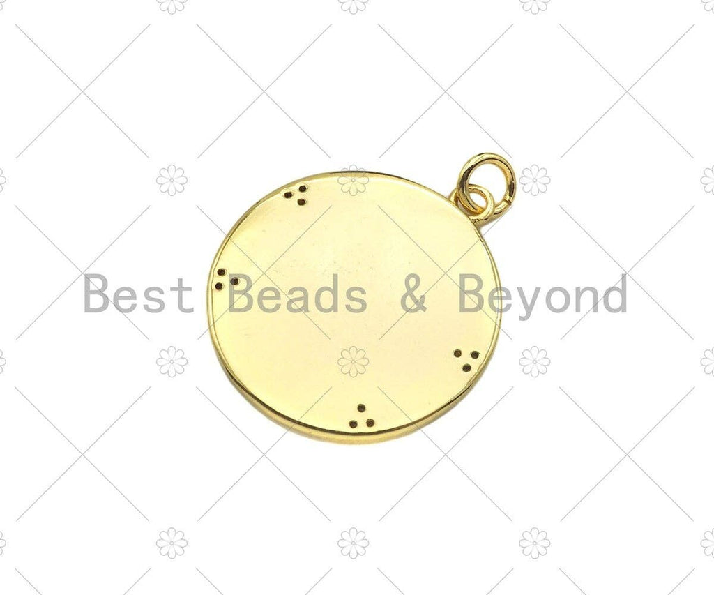 Gold Filled CZ Micro Pave Cross Heart On Round Cion Shape Pendant,18K Gold Filled Medallion Charm, Necklace Bracelet Charm,20x22mm,Sku#Z1334