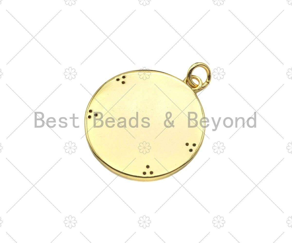 Gold Filled CZ Micro Pave Cross Heart On Round Cion Shape Pendant,18K Gold Filled Medallion Charm, Necklace Bracelet Charm,20x22mm,Sku#Z1334