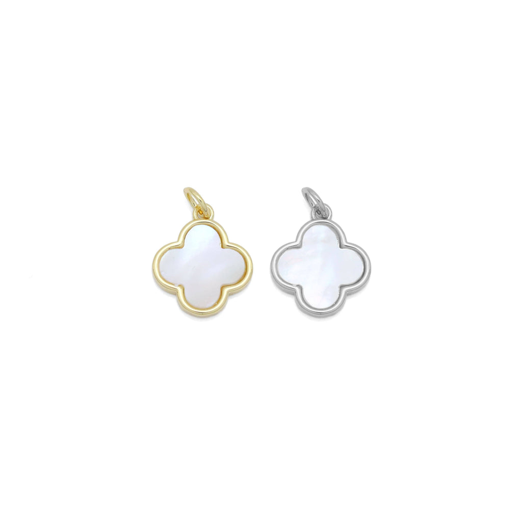 Abalone Mother of Pearl Gold flower Charm Pendant, Sku#Y991