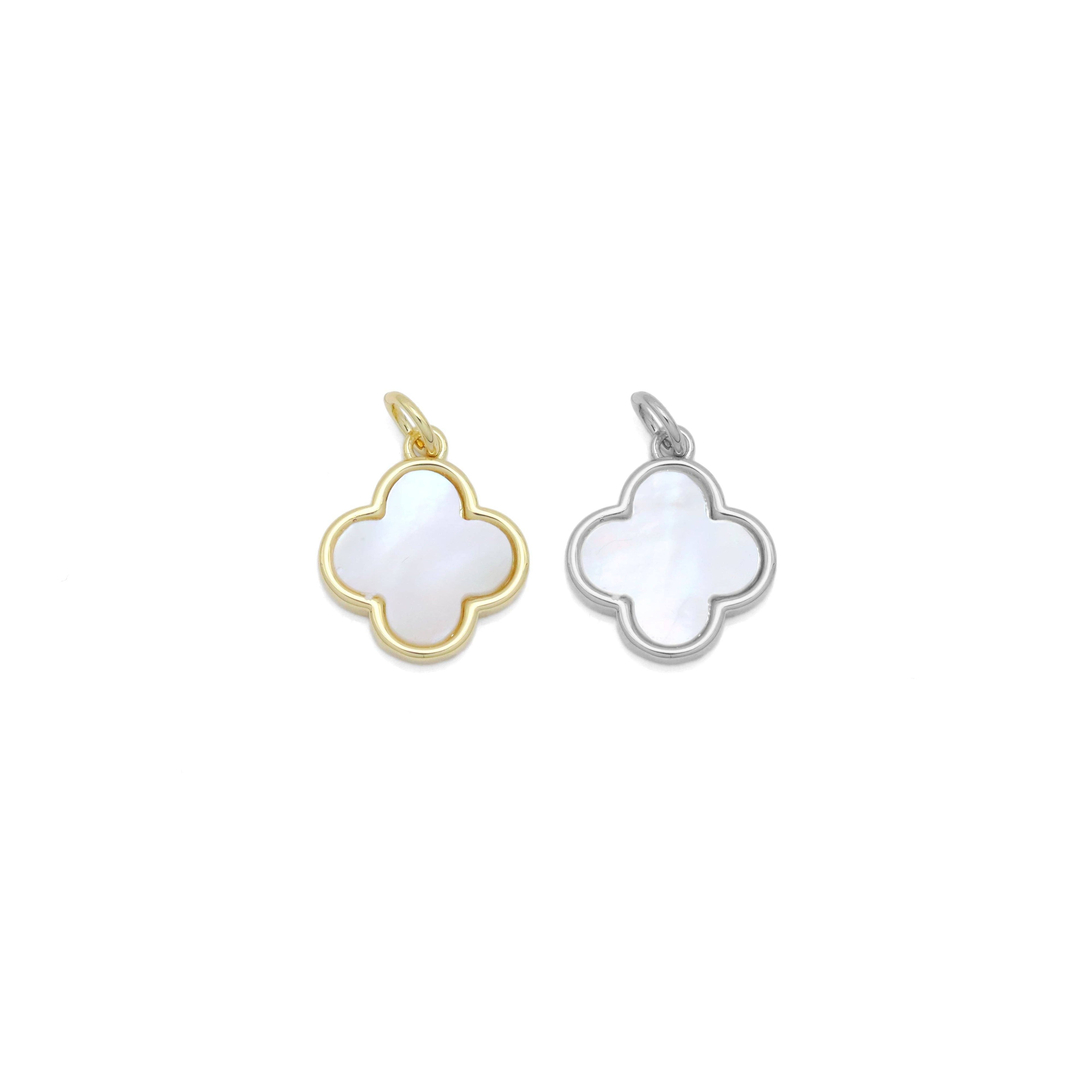 Abalone Mother of Pearl Gold flower Charm Pendant, Sku#Y991