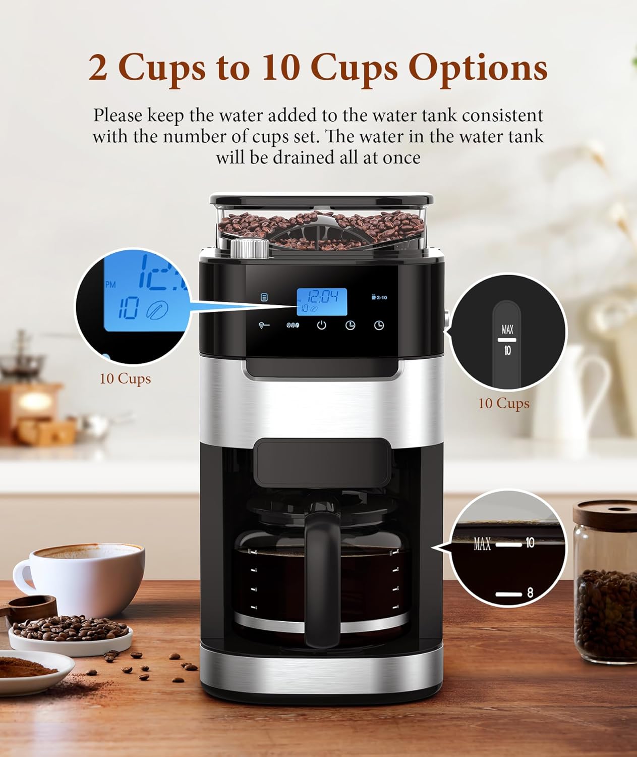 10-Cup Drip Coffee Maker with Built-In Grinde CM8025
