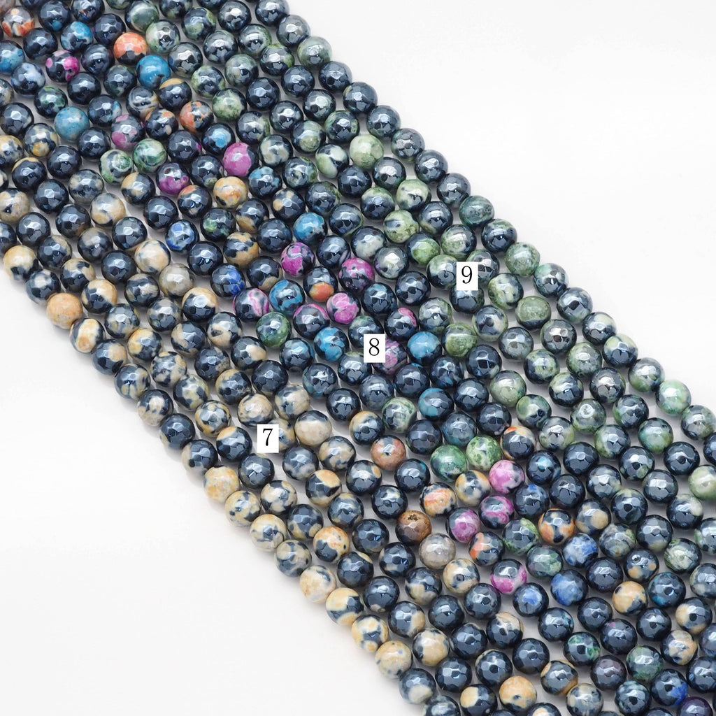 Mystic Agate Round Faceted Beads, Sku#U1761