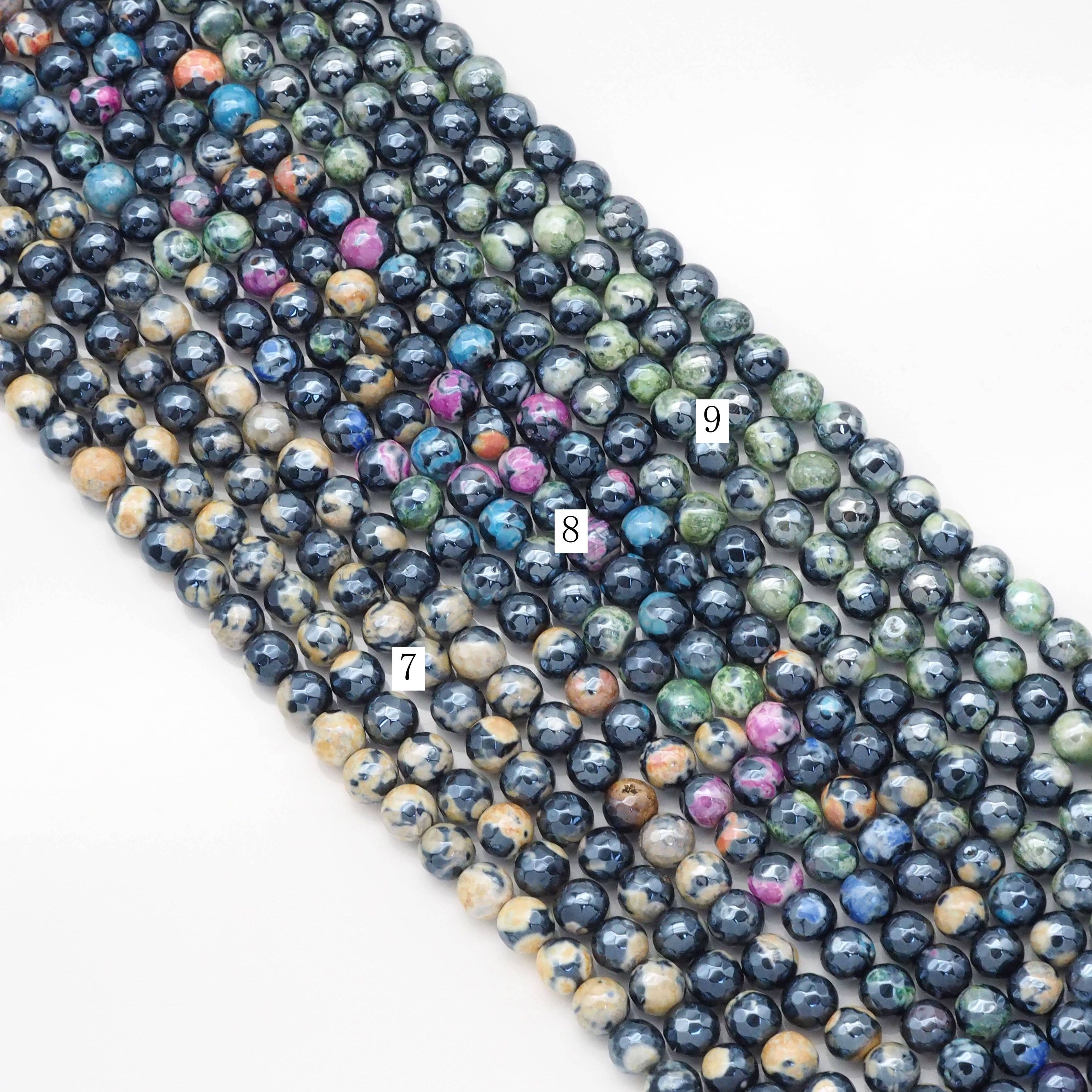 Mystic Agate Round Faceted Beads, Sku#U1761