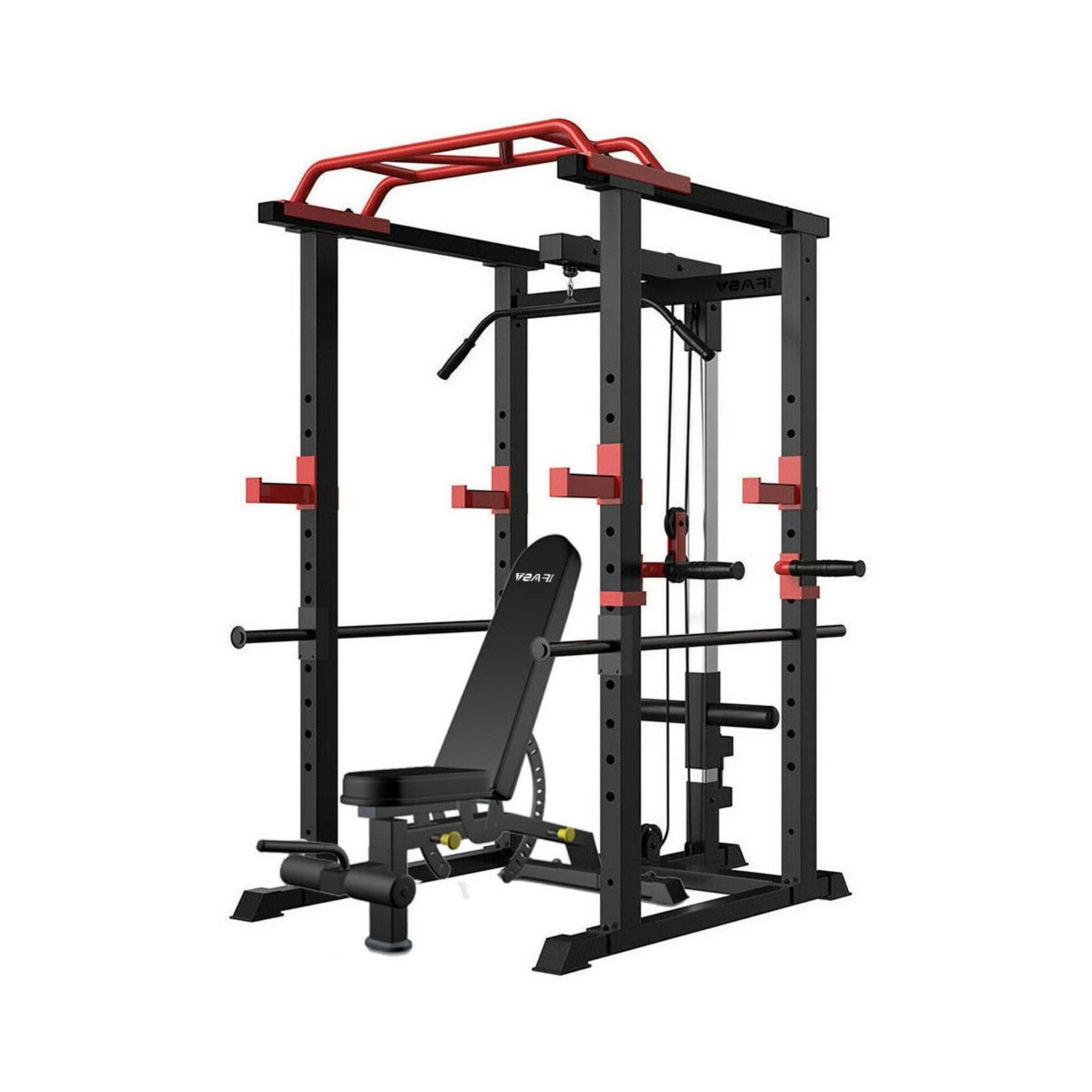 1000LBS Multi-Functional Barbell Rack Squat Power Cage With Weight Bench (SAK35822)