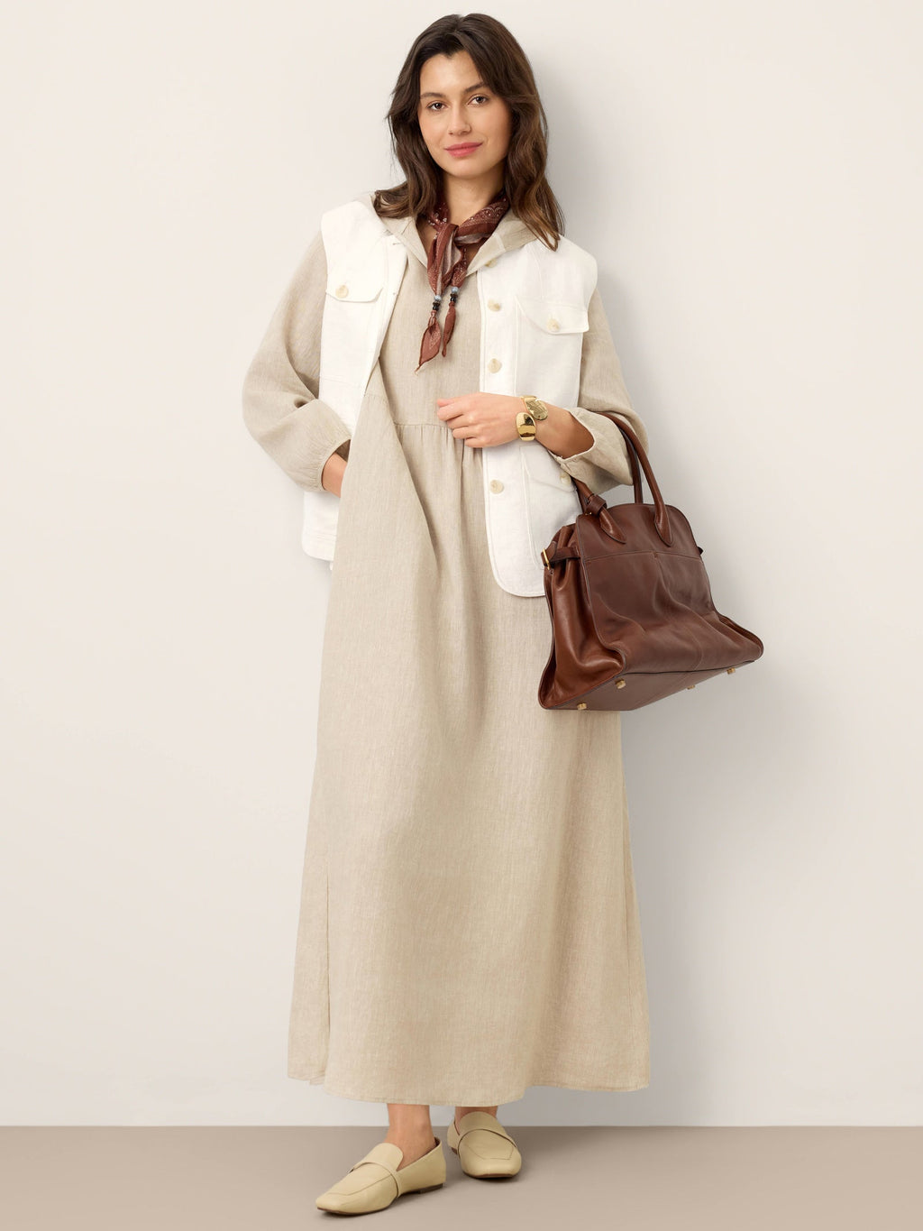 Linen Four-Pocket Tailored Sleeveless Vest COSIMA