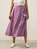 Linen Checked Elastic Waist Skirt ONYX-LINTICO