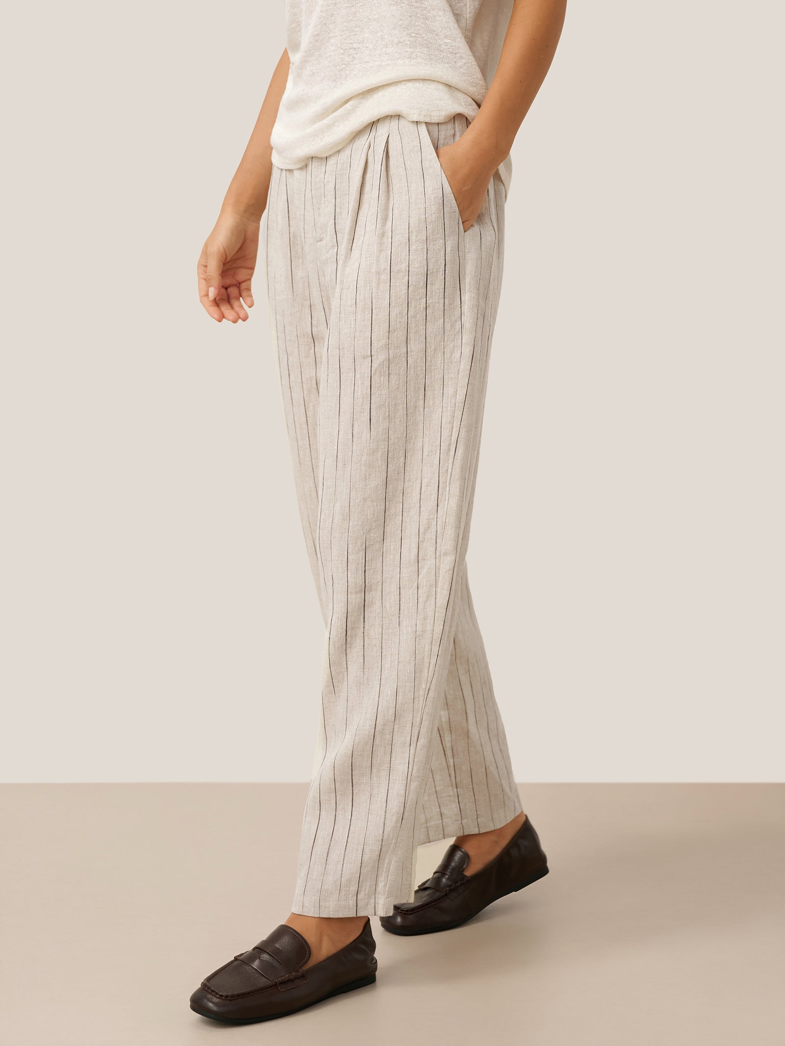 100% Linen Sketch Stripe Suit Set ELOISE
