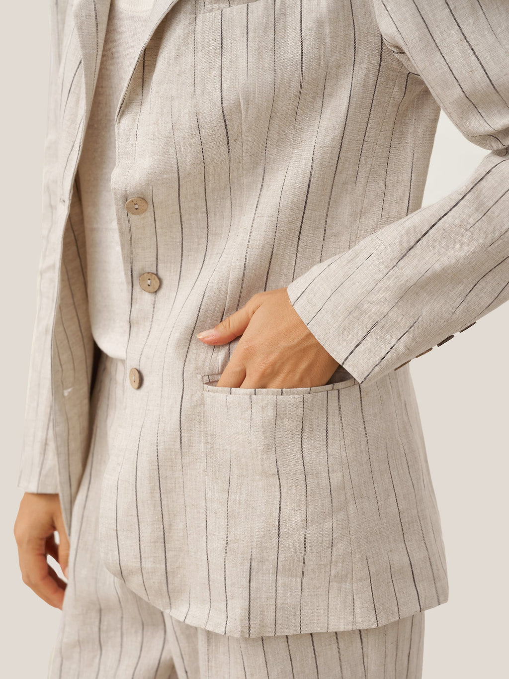 100% Linen Sketch Stripe Suit Set ELOISE
