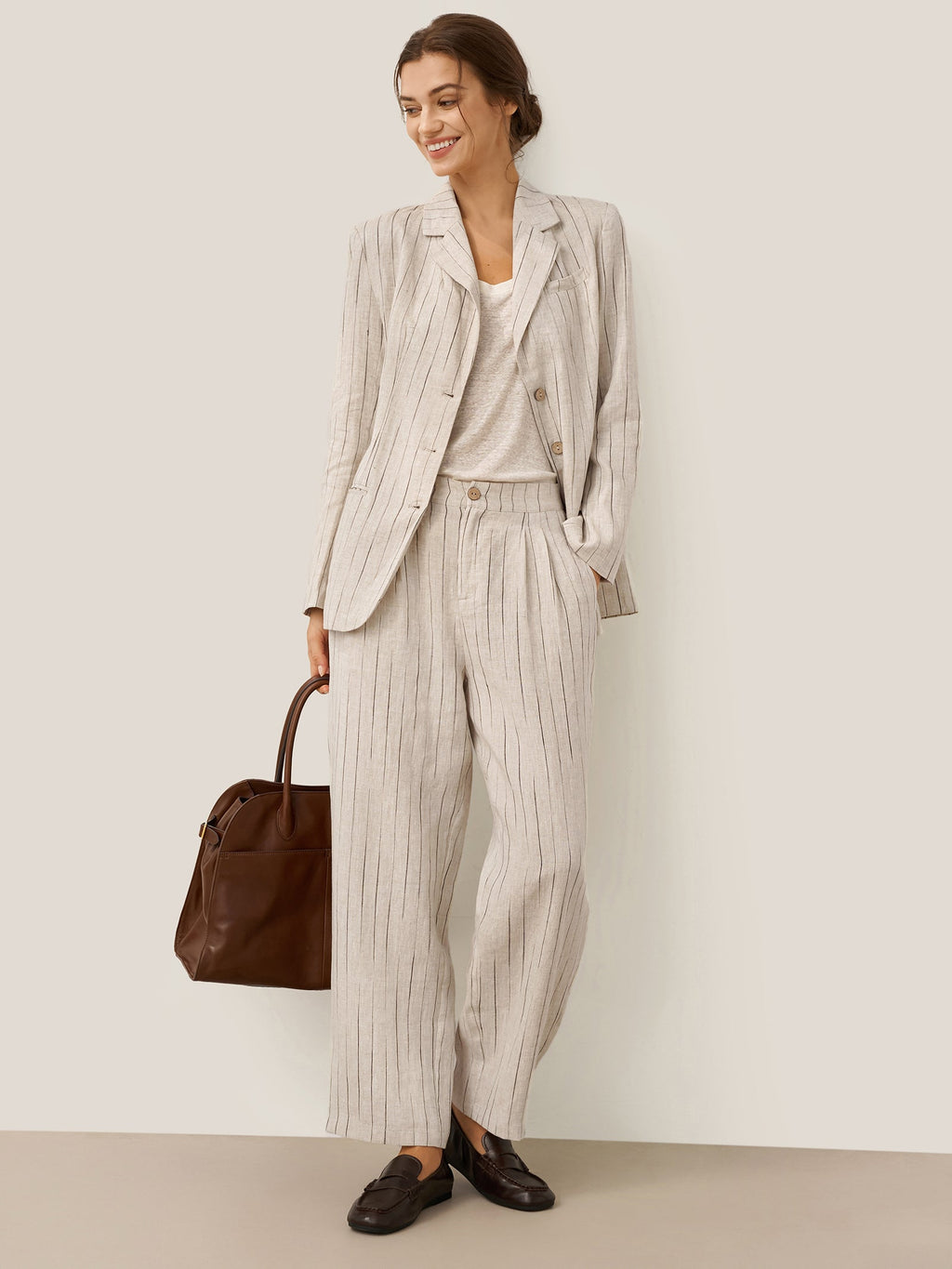 100% Linen Sketch Stripe Suit Set ELOISE