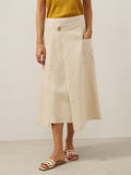 100% Linen Angled Closure Wrap Skirt FRESSA-LINTICO